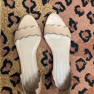 Loeffler Randall beige flat scalloped sandals